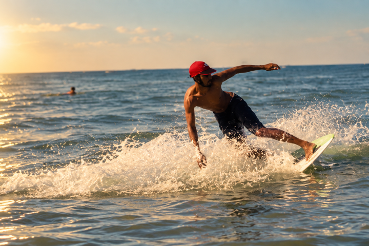 Homem praticando Skimboard