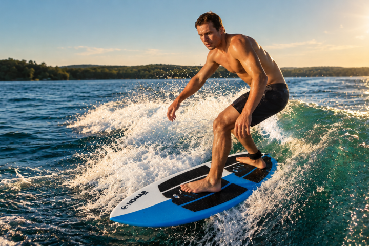 Surfista praticando Skimboard